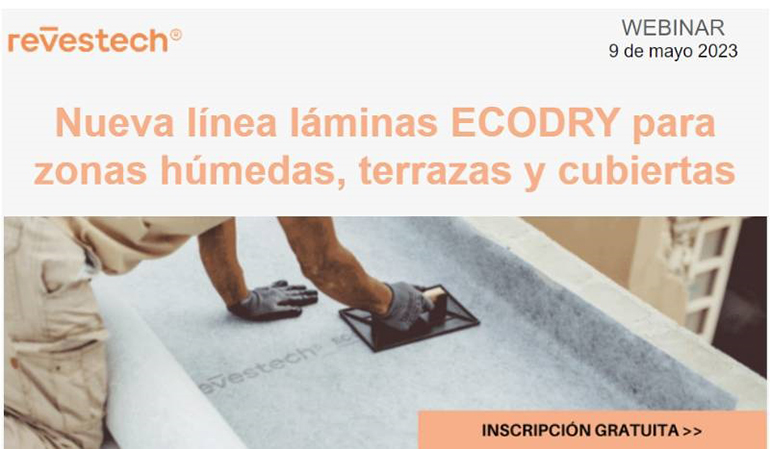 2023: Nueva línea láminas ECODRY para zonas húmedas, terrazas y cubiertas. Sistemas Level de evacuación oculta bajo pavimento