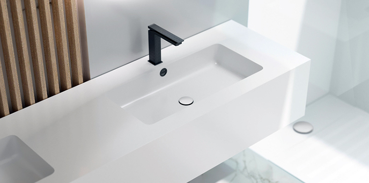 Lavabos que se integran con la encimera y el mueble
