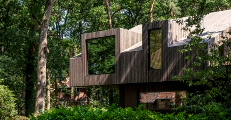 Bambú para la fachada de una casa-oficina de arquitectura circular