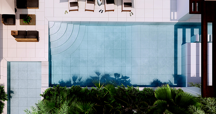 Piezas porcelánicas por extrusión para diseño de piscinas