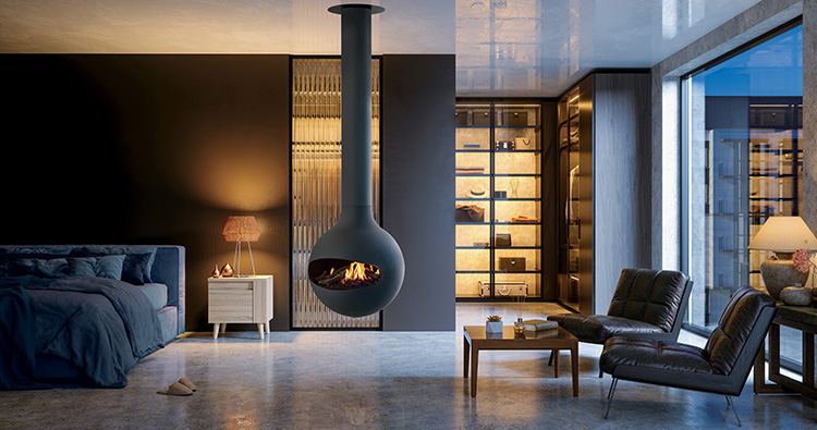 Chimenea decorativa suspendida con forma de ´ojo submarino´