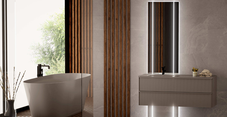 Espejos de baño con nuevas opciones de iluminación y conectividad