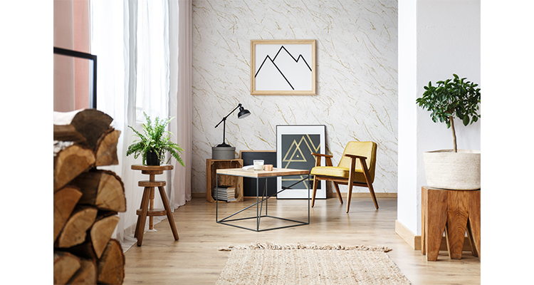 Diseño de revestimiento decorativo con acabado mármol brillante para proyectos Contract