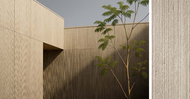 Línea de superficies para fachadas y revestimientos interiores