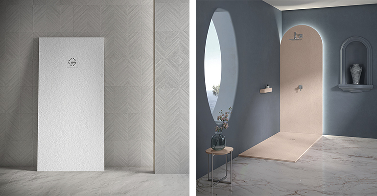 Plato de ducha aligerado que reduce carga mineral y mejora la manejabilidad en obra