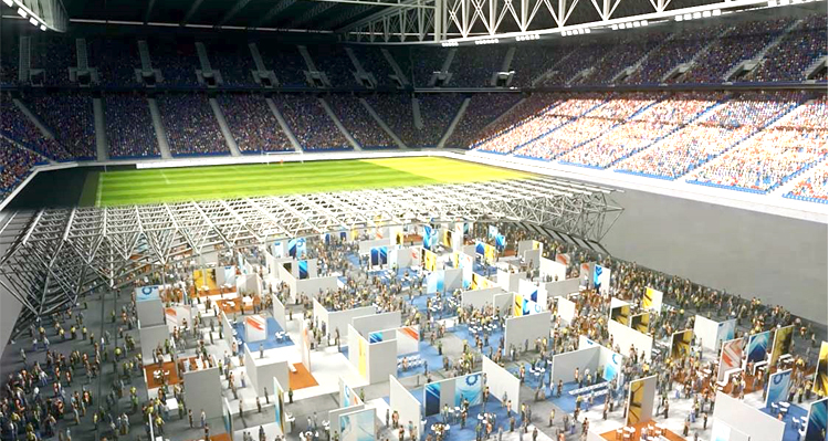 Sistema de césped retráctil automatizado para multiplicar los usos de los estadios deportivos