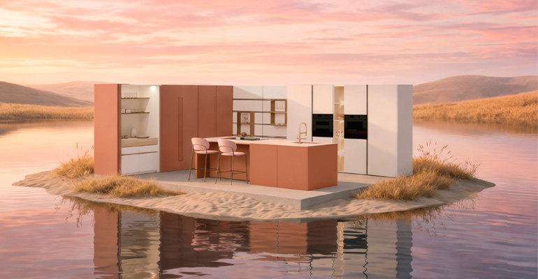 Cocina de espacio integrado 