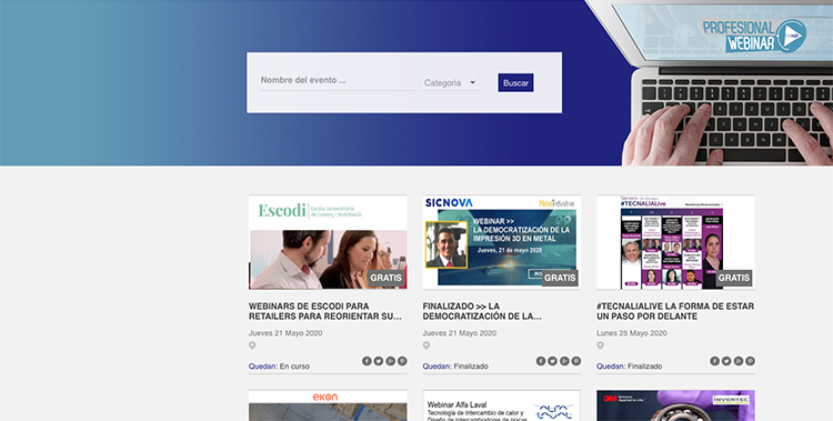 La nueva agenda Profesionalwebinar.com informa sobre el calendario de webinars y eventos online